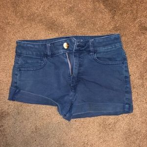 blue high rise super stretchy shorts